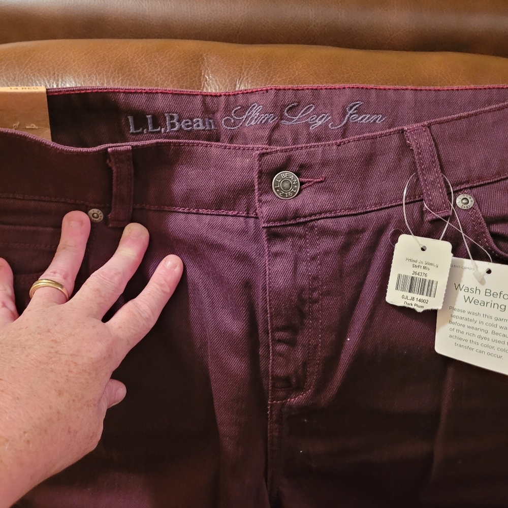 LL Bean Plum straight leg jeans, 14R